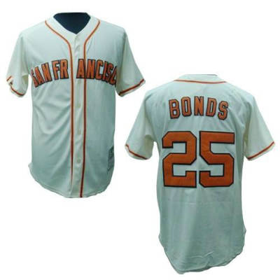 Designer San Francisco Giants 25 Barry Bonds Cream Throwback MLB Jersey